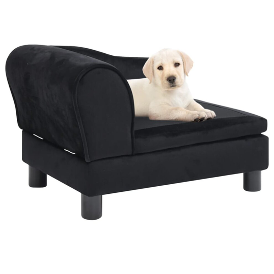 vidaXL Dog Sofa Black Plush Home Pet Supplies Dog Cat Animal Sofa Couch Bed