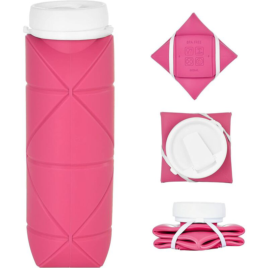 Perle Rare - Collapsible Water Bottle with Leak-Proof Valve bpa Free Collapsible Silicone Water Bottle for Gym, Camping, Sports, Lightweight Durable