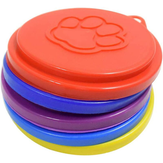 Soekavia - 2PCS Pet Food Covers Dog Cat Can Tin Cover Reusable Pet Food Storage Can Lid Cover Lid Top Cap with Paw Print Pet Cans - Random Color