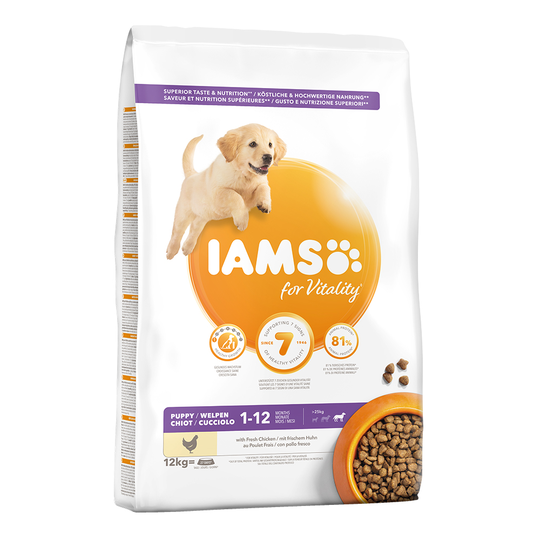 IAMS for Vitality Dry Dog Food Economy Packs 2 x 12kg - Puppy & Junior Large Dog - Chicken (2 x 12kg)