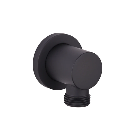 Delaune Brass Shower Round Wall Elbow Outlet With ½" Bsp: Matt Black