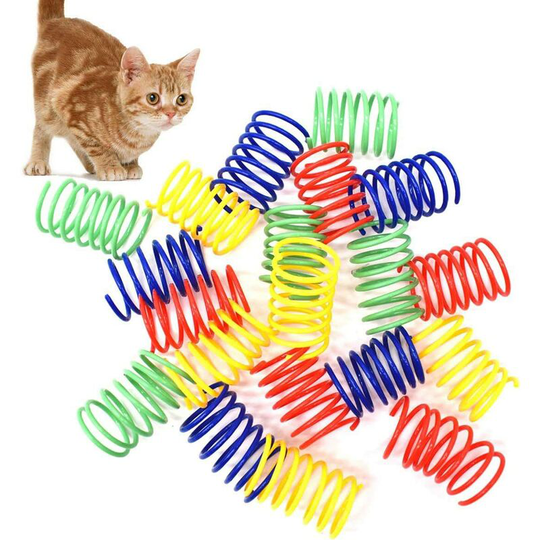 Cat Spring Toy, Colorful Interactive Spiral Helical Plastic Cat Spring Toys Spring for Kitten Pets (40 Pieces)