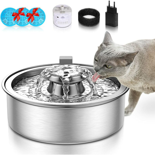 Thsinde - Cat Water Fountain 2L Automatic Water Fountain for Cats and Small Dogs Stainless Steel Silent with 3 Activated Carbon Filter