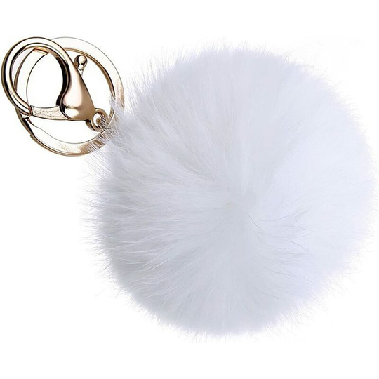 Gold Metal Buckle 8cm Rabbit Fur Ball Pendant Fashion Bag Keychain Car Ornament