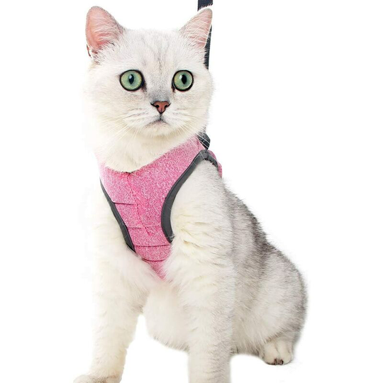 Soekavia - Cat Harness - Ultralight Cat Harness and Leash Set Leak Proof Adjustable Kitten Harness for Puppy Rabbit Ferret (Pink , m)