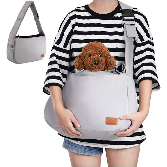 Pet Backpack Dog Shoulder Bag and Cats Adjustable Padded Scarf With Adjustable Padding Cat Shoulder Bag, Dogs and Gray Puppy