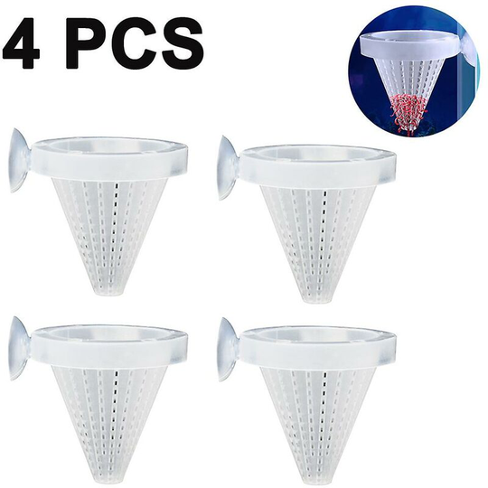 Thsidne 4pcs Aquarium Live Red Worm Cone Feeder Plastic Frozen Brine Shrimp Fish Food Feeding Cup For Fish Tank With Suckers Green