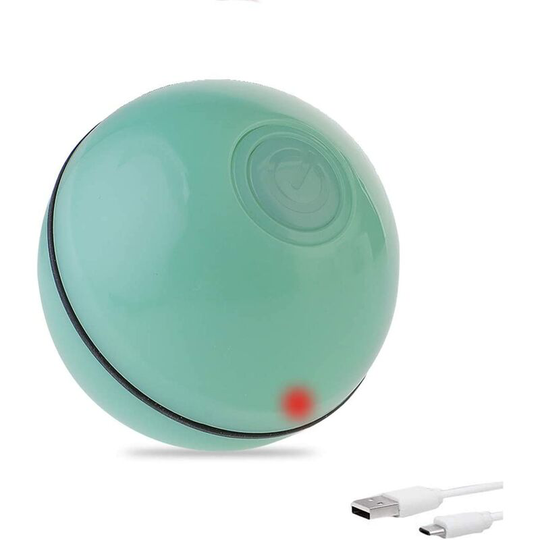 Smart Interactive Cat Toy Ball Automatic Rechargeable usb Cat Toy Rolling Ball with 360 Degree led Rotating Light Ball (Green)