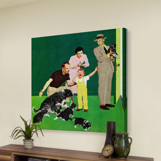 Puppy Sale by George Hughes - Wrapped Canvas Painting Print