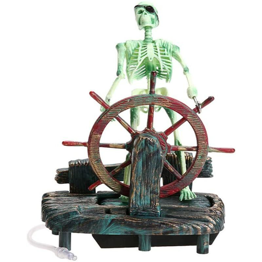 Aquarium Boat, Candle Boat for Aquariums Decoration, Skeleton Pirate Captain Fish Tank Decoration Fish Tank Decoration
