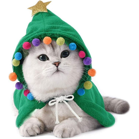 Dog, pet, cat, small cloak, camouflage Christmas tree, cloak, cat, dog, holiday clothes, Christmas clothes (green m)