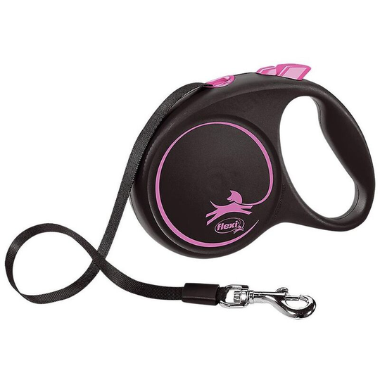 Retractable Dog Lead (m) (Black/Pink) - Black/Pink - Flexi