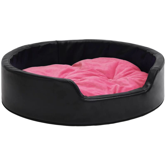 Dog Bed Black and Pink 90x79x20 cm Plush and Faux Leather Vidaxl Black