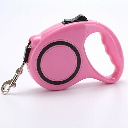 Monly - Retractable Dog Leash, Nylon Automatic Telescopic Tractor Leash for Small Medium Cats, 360° Tangle Free, 5m Extendable Handle (Pink, 5 sqm)