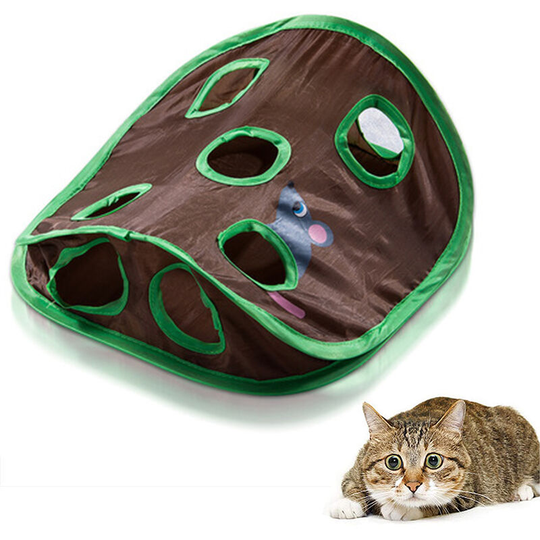 Cat Toy 9 Mouse Holes Pet Cat Interactive Toy Intelligence Training with Bell Ball Folding Creative Vocal Cat Mice Toy Hide Seek Toys