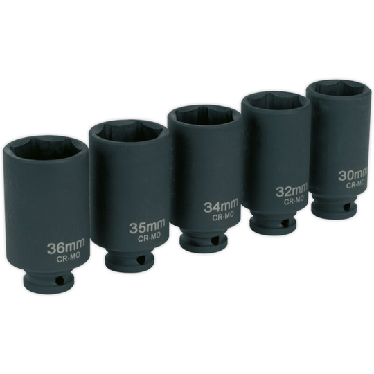 SX050 Impact Hub Nut Socket Set 5pc 1/2'Sq Drive - Sealey