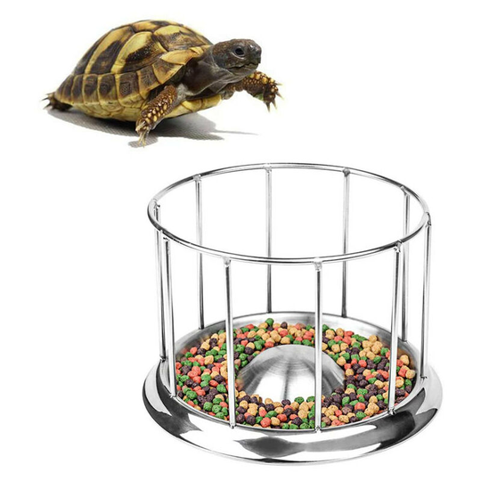 Turtle Food Water Dish Feeder Bowl Stainless Steel Dispenser Tray for Lizard Tortoise Chameleon Reptiles (s)