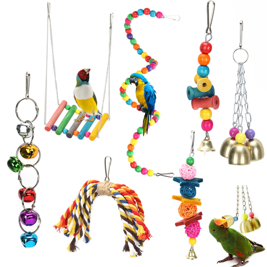 Small Parrot Beaks Metal Rope Toy Budgie Cockatiel Cage Bird Toys Set