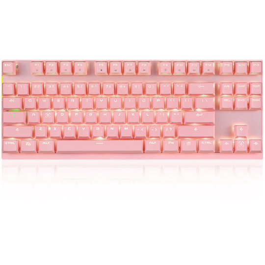 Wired / Wireless Dual Mode 87 Keys Blue Switch Mechanical Keyboard 2.4G Wireless Backlit Gaming Keyboard, Pink & Blue Switch - Pink & Blue Switch