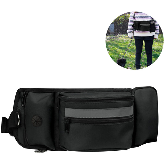 Dog Treat Pouch for Training - Built in Poop Bag Dispenser with Hidden Water Bottle Holder, Hands Free Waist Belt Fanny Pack Great for Puppy Class,