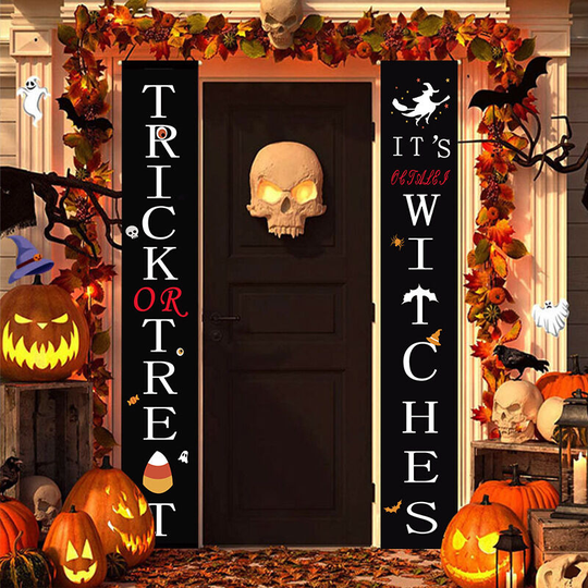 Sun Flowergb - Outdoor Halloween Decorations - Trick or Treat & It's October Witches Front Porch Banners for Halloween Porch Decor - Fall Decor