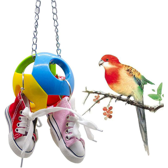 Sun Flowergb - Bird Chew Toy Mini Canvas Shoes Hole Ball Parrot Toy Parrot Hanging Pet Cage Decoration Suitable For Parakeets