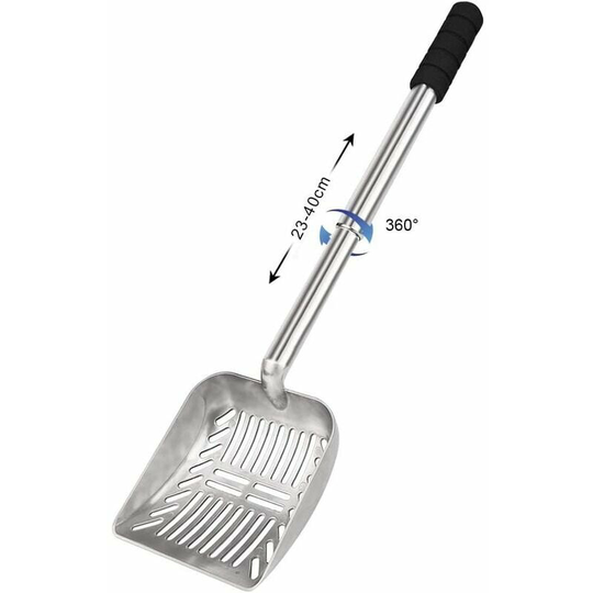 Cat Litter Scoop, Non-Stick Cat Litter Scoop, Stainless Steel, Adjustable, Hollow Scoop with Long Durable Handle for Sifting and Cleaning Litter