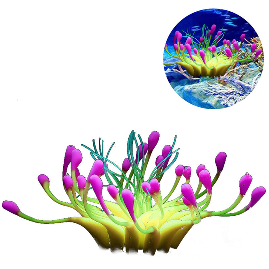 Devenirriche - Artificial Aquarium Fish Tank Decoration Silicone Sea Anemone Artificial Fish Tank Ornament Decoration, yellow