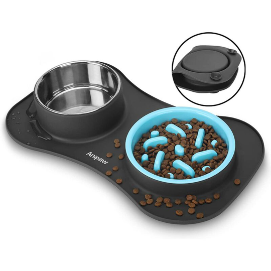 Slow Feeder Dog Bowls 3 in 1 stainless steel dog food and water bowls