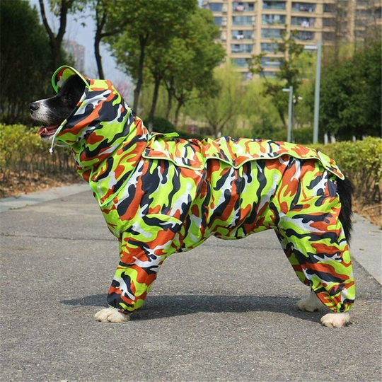 Thsinde - Dog raincoat with detachable hood, dog coat with adjustable external drawstring, waterproof dog jacket, rain jacket with hood and collar