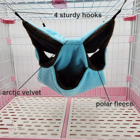 2 Hammock Hanging Bed Sleeping for Rat Guinea Pig Rodent Ferret Chinchilla, Blue and Pink