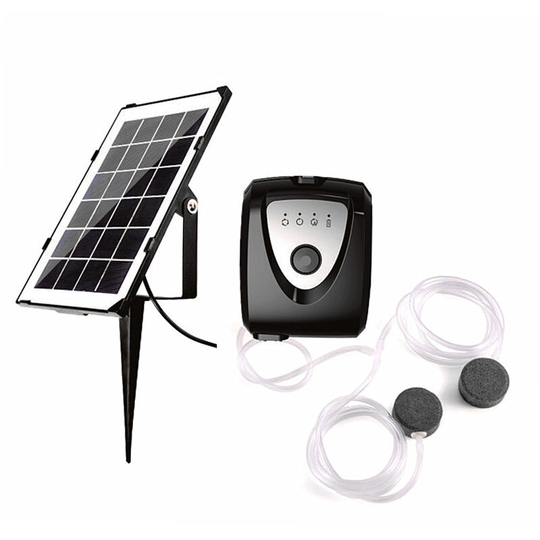 6V 3.5W Solar Air Pump Fish Tank Oxygenator with Dual Aquarium Pipe & Air Bubble Stone Outdoor Pond Oxygen Pump Aerator