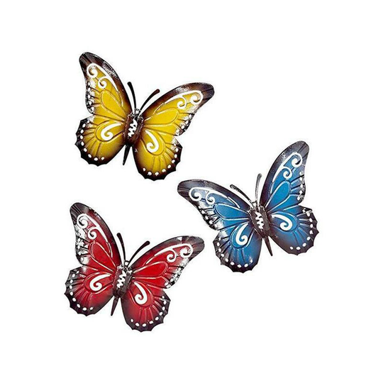 3 pieces butterfly metal a group of cute colored insects, to hang the wall art garden lawn decor interior outdoor wall sculptures 3 colors