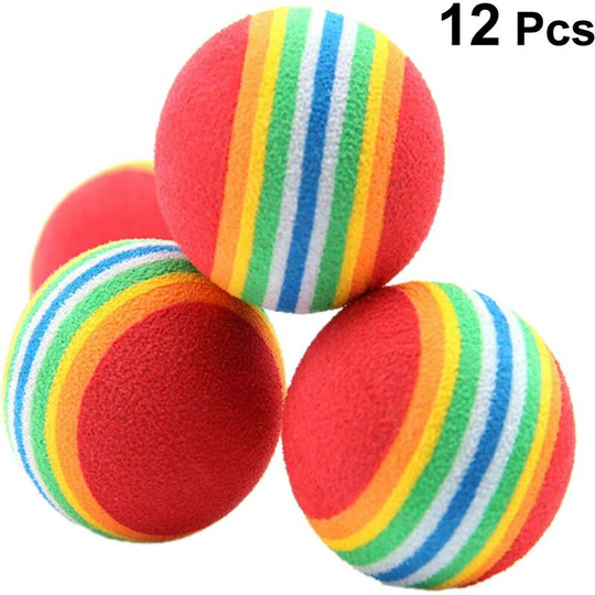 Litzee - 12pcs Rainbow Ball Cat Toys Soft Foam Sponge Ball for Dogs and Cats Interactive Play Ball for Kitten and Puppy
