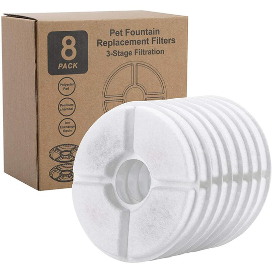 Cat Water Fountain Filter, 8PCS Water Fountain Filters, Cat Water Fountain Filter with Activated Carbon and Resin