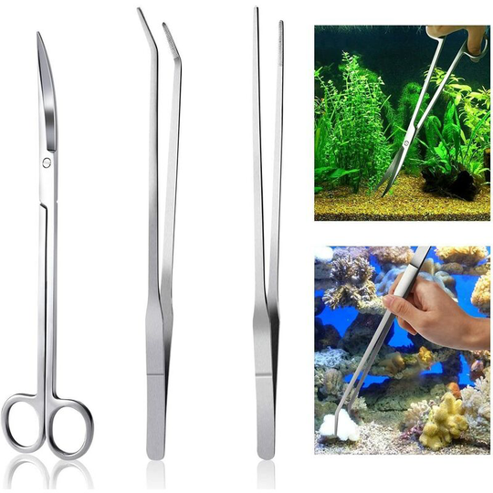 Aquarium Accessories Kit Stainless Steel Aquarium Water Tank Plant Pliers Scissors Tool Fish Starter Kit