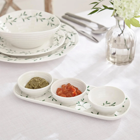 Sophie Conran for Portmeirion 3 Dip Bowls & Tray Mistletoe