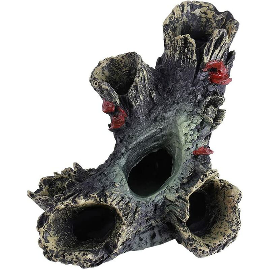 Monly - Resin Log Tree Trunk Ornament Betta Fish Hollow Wood Accessories for Aquarium Fish Tank decoration
