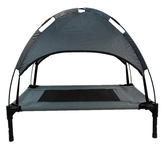 Medium Elevated Dog Bed Pet Mesh Camping Cot with Canopy Cover