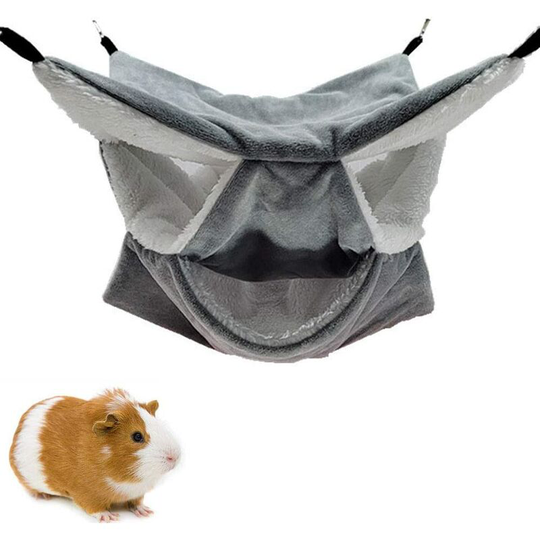 Small Pet Cage Hammock, Triple Layer Sugar Hammock, Hamster Cage Accessories, Comfortable Toddler Bed, Pure Gray. - Langray