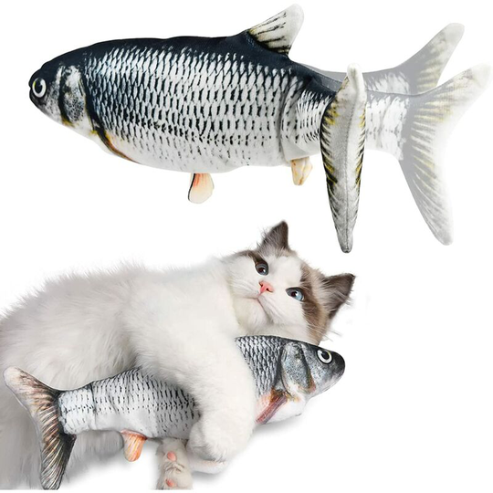 Rhafayre - Cat Fish Toy Electric Fish Toy Interactive Cat Mech Toy Simulation Fish with usb Charging Washable Plush Fish Toy (28cm)