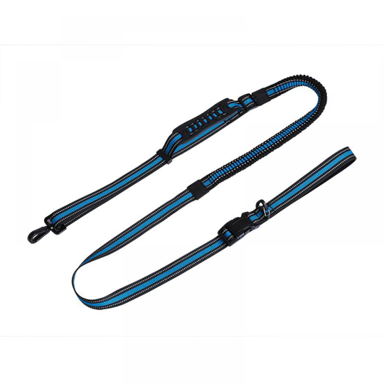 5-in-1 Hands-Free Dog Leash, Belt/Leash for Running, Walking or Hiking, Adjustable, Reflective, Aqua Blue 2.5M
