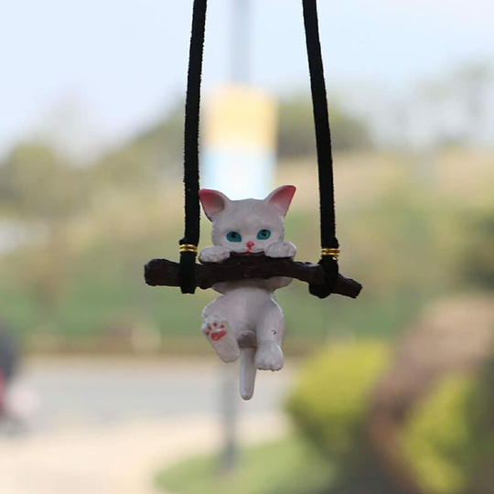 1 Pcs Cute Branch Cat Car Pendant Interior Rearview Mirrors Kitten Charms Home Ornaments