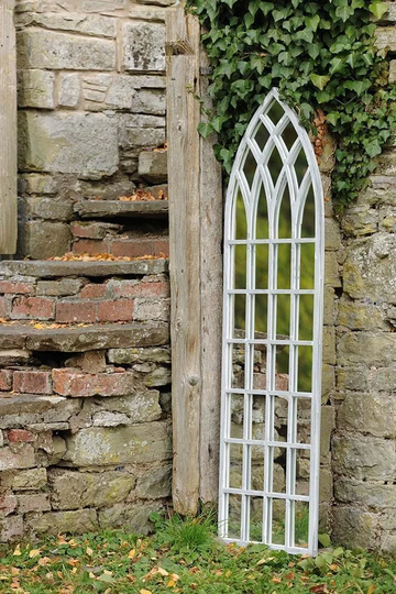 Chiara Window Pane Metal Framed Leaning Full Length Mirror in White