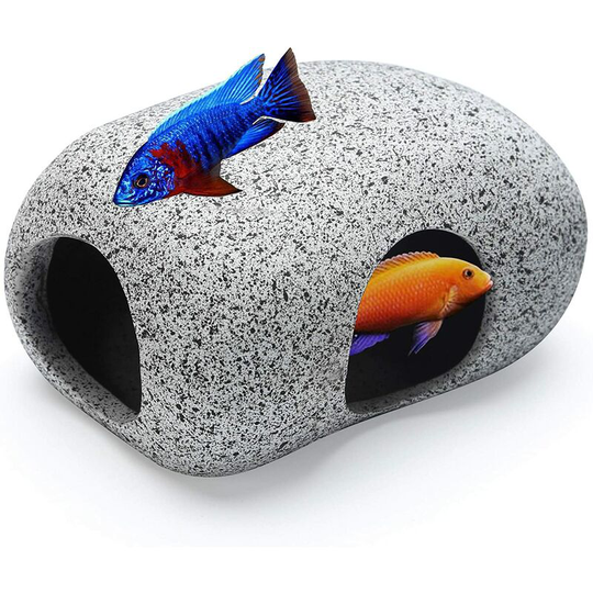 Aougo - Aquarium Hideaway Rocks for Aquatic Animals to Breed, Play and Rest, Safe and Non-Toxic Ceramic Fish Tank Ornaments, Small Decorative Rocks