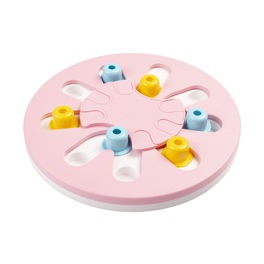 Pet educational toys food therapy twister game board dog slow food interactive training pet iq toys - pink