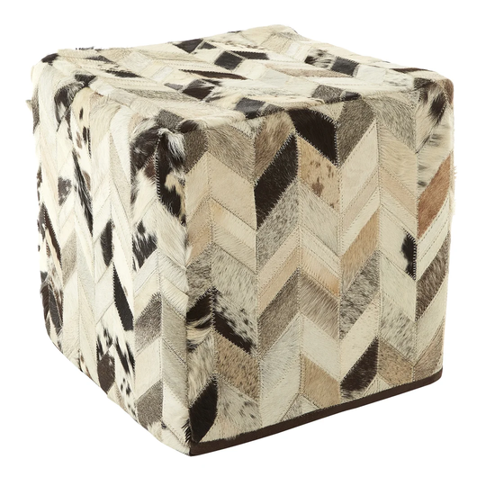 Cabriales 40Cm Wide Genuine Leather Square Pouffe Ottoman