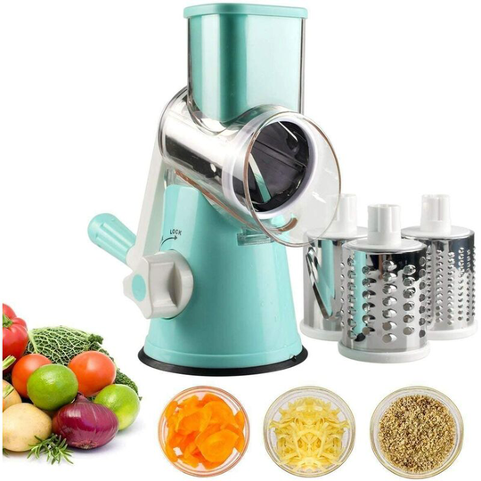 Litzee - spiral slicer hand for vegetable spaghetti, zucchini spiral slicer, multi-function vegetable fruit cutter cheese shredder with 3 stainless