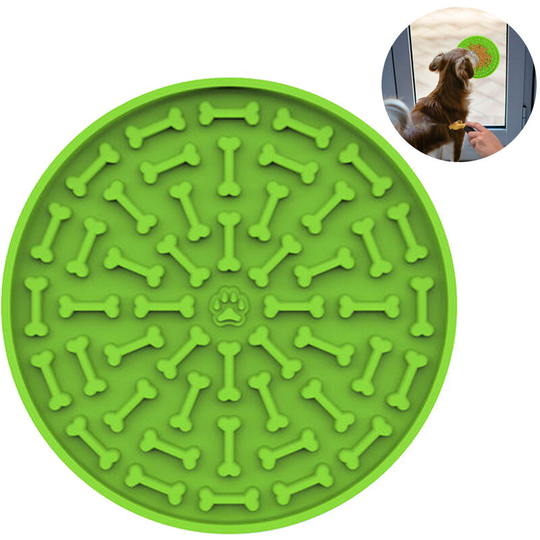Dog Slow Dispensing Treater Mat Dog Lick pad Peanut Butter Lick mat for Pet Bathing, Grooming, and Dog Training, green