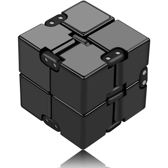 Anti-Stress Toys Finger Toys Stress and Anxiety Relief, Kill Time Fidget Toys Infinity Cube for Office Workers (Black)
